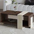 HABITAT ET JARDIN - Table basse en bois "Meleni" - 90 x 49 x 40 cm - Travertin - vignette
