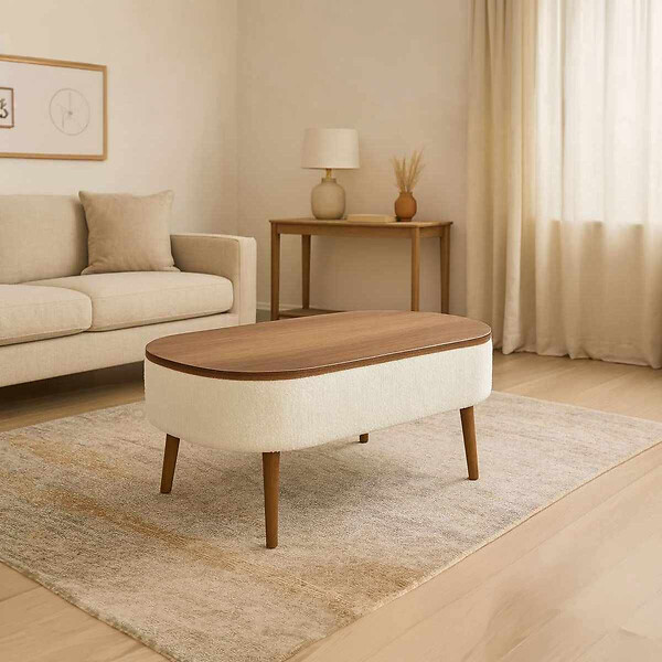 HABITAT ET JARDIN - Table basse en bois "Noya" - 90 x 60 x 43 cm - Blanc - large