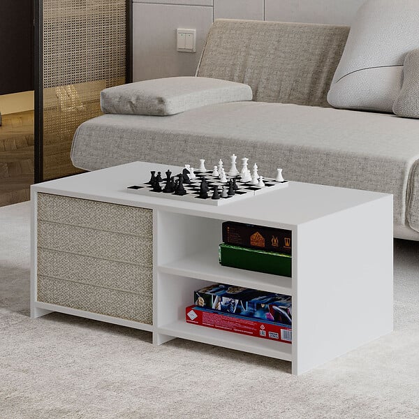 HABITAT ET JARDIN - Table basse en bois "Gord" - 90 x 45 x 44 cm - Blanc - large