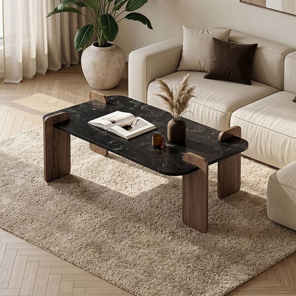 HABITAT ET JARDIN - Table basse en bois "Renard" - 120 x 60 x 35 cm - Noir - large
