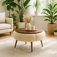 HABITAT ET JARDIN - Table basse en bois "Papatya 60" - 60 x 60 x 44 cm - Crème - vignette
