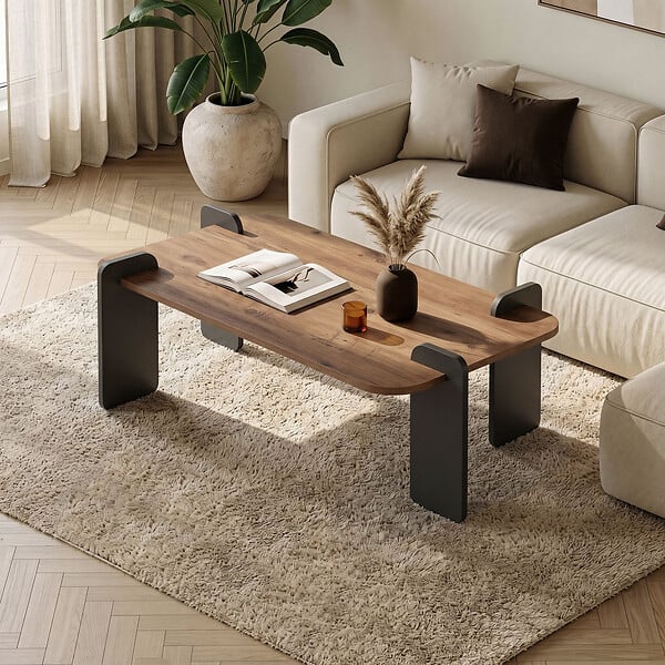 HABITAT ET JARDIN - Table basse en bois "Renard" - 120 x 60 x 35 cm - Marron clair - large