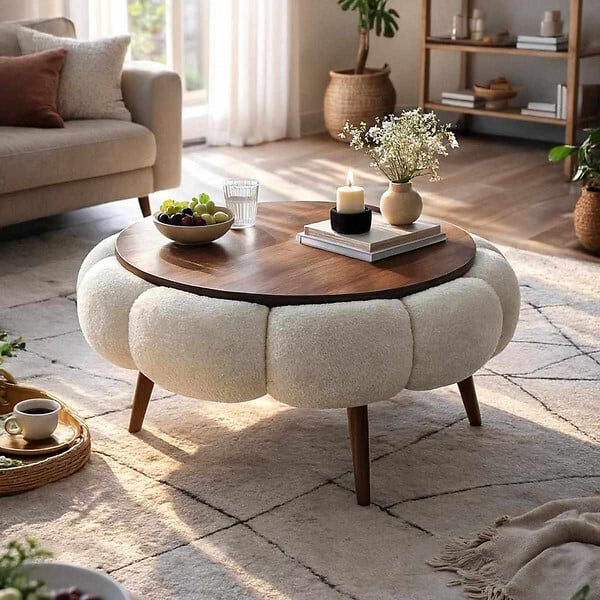 HABITAT ET JARDIN - Table basse en bois "Papatya 60" - 60 x 60 x 44 cm - Blanc - large