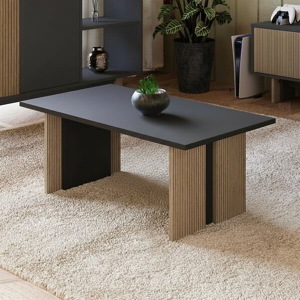 HABITAT ET JARDIN - Table basse en bois "Ravello" - 90 x 50 x 40 cm - Gris anthracite - large