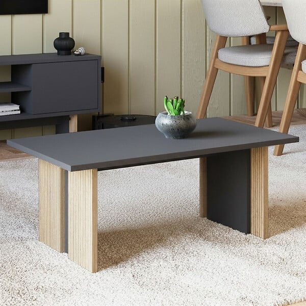HABITAT ET JARDIN - Table basse en bois "Ravello" - 90 x 50 x 40 cm - Gris anthracite - large