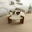 HABITAT ET JARDIN - Table basse en bois "Avoure" - 90 x 90 x 35 cm - Travertin - vignette
