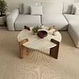 HABITAT ET JARDIN - Table basse en bois "Avoure" - 90 x 90 x 35 cm - Travertin - vignette