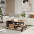 HABITAT ET JARDIN - Table basse en bois "MIN9" - 90 x 51 x 42 cm - Gris anthracite - vignette
