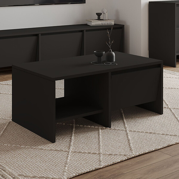 HABITAT ET JARDIN - Table basse en bois "Laris" - 90 x 45 x 35 cm - Noir - large