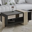 HABITAT ET JARDIN - Table basse en bois "Meleni" - 90 x 49 x 40 cm - Gris anthracite - vignette