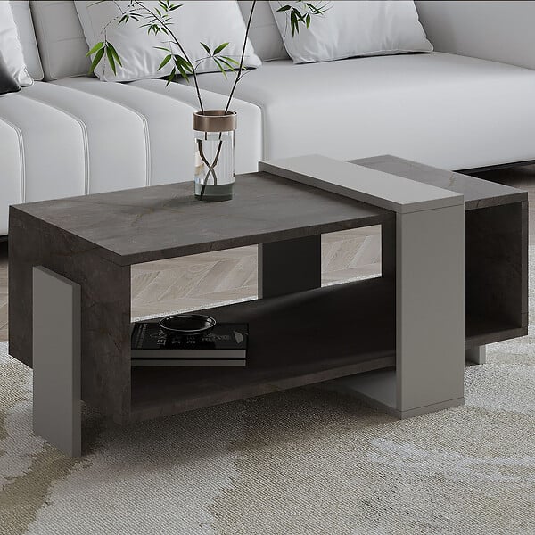 HABITAT ET JARDIN - Table basse en bois "Meleni" - 90 x 49 x 40 cm - Gris - large