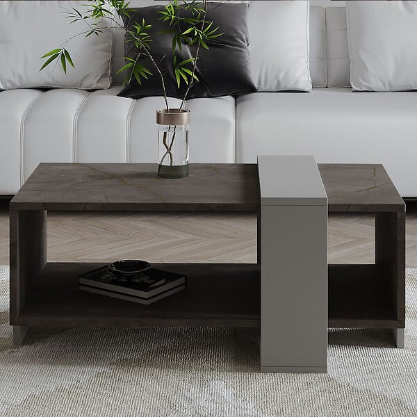 HABITAT ET JARDIN - Table basse en bois "Meleni" - 90 x 49 x 40 cm - Gris - large