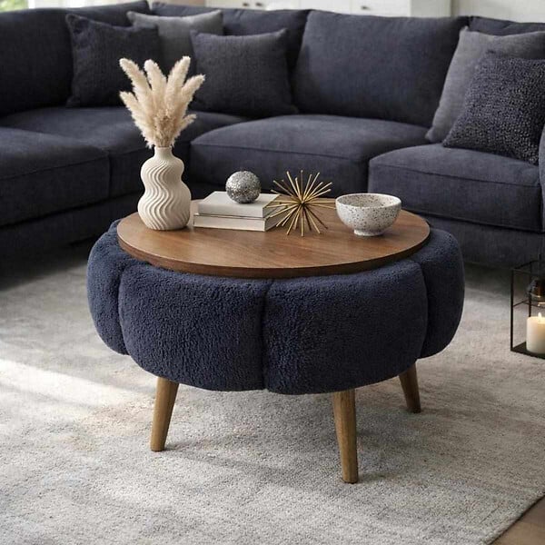 HABITAT ET JARDIN - Table basse en bois "Papatya 60" - 60 x 60 x 44 cm - Gris anthracite - large