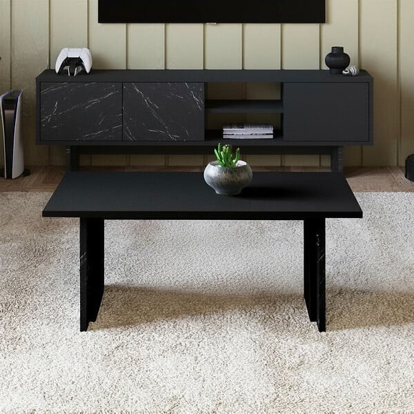 HABITAT ET JARDIN - Table basse en bois "Ravello" - 90 x 50 x 40 cm - Noir - large