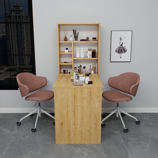 HABITAT ET JARDIN - Table de maquillage en bois "Sedir" - 90 x 59 x 74 cm - Beige - large