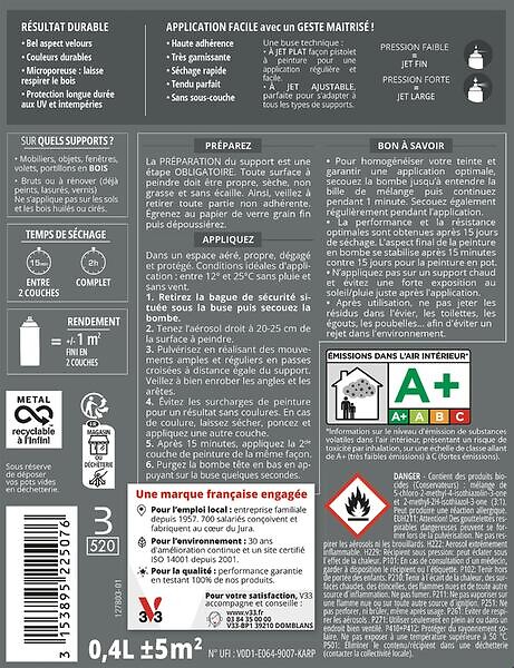 V33 PEINTURE - Peinture Bois Couleurs d'ICI - Vert Pastel - 400ml - large