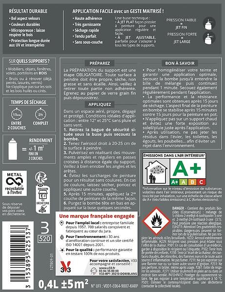 V33 PEINTURE - Peinture bois Couleurs d'ICI Ocre du Roussillon 400ml - large