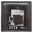 ATMOSPHERA - 2 en 1 Pouf pliant et coffre de rangement Velours Gris foncé 38 x 38 cm - vignette
