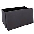 ATMOSPHERA - 2 en 1 Pouf pliant double et coffre de rangement Velours Gris foncé 76 x H 38 cm - vignette