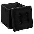 ATMOSPHERA - 2 en 1 Pouf pliant et coffre de rangement Velours Noir 38 x 38 cm - vignette