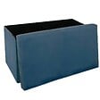 ATMOSPHERA - 2 en 1 Pouf pliant double et coffre de rangement Velours Bleu 76 x H 38 cm - vignette