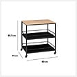 5 FIVE SIMPLY SMART - Desserte roulante grand modèle Effet chêne naturel et Métal noir L 80 cm - vignette