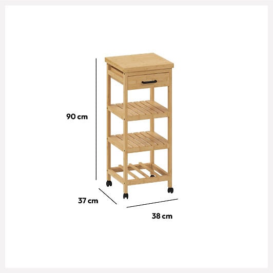 5 FIVE SIMPLY SMART - Desserte roulante de cuisine en Bambou H 90 cm - large