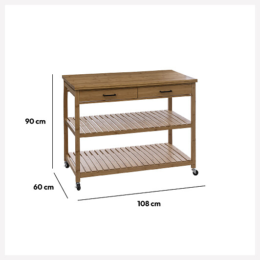 5 FIVE SIMPLY SMART - Desserte Îlot  de cuisine 4 niveaux en Bambou L 108 cm - large