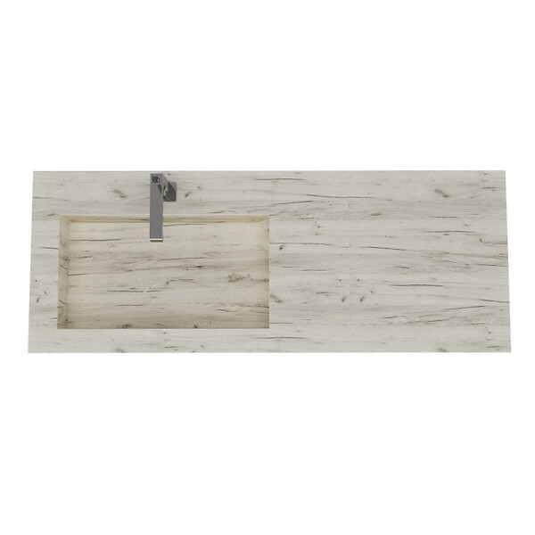 KIAMAMI VALENTINA - Lavabo Asymétrique Avec Cuvette À Gauche 120Cm Hpl Ice Oak - large