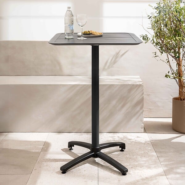 OVIALA - Table haute 60x60 cm inclinable de terrasse en aluminium noire - Almada - large