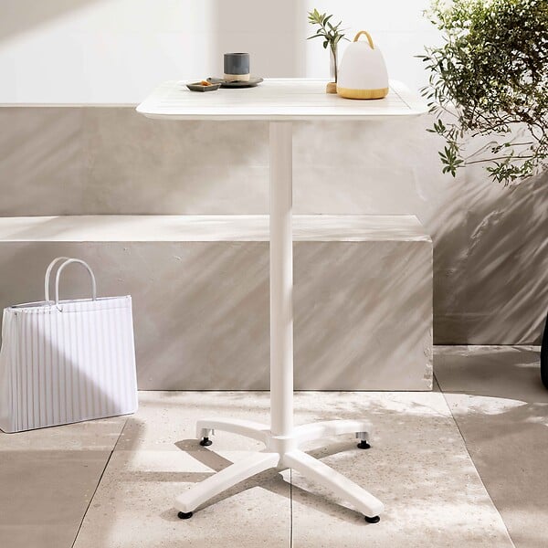 OVIALA - Table haute 60x60 cm inclinable de terrasse en aluminium blanc - Almada - large
