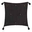 ATMOSPHERA - Coussin décoratif Gris Foncé brodé doré avec pompons 40 x 40 cm - vignette