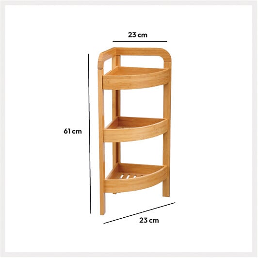 5 FIVE SIMPLY SMART - Étagère d'angle 3 niveaux en bambou - large