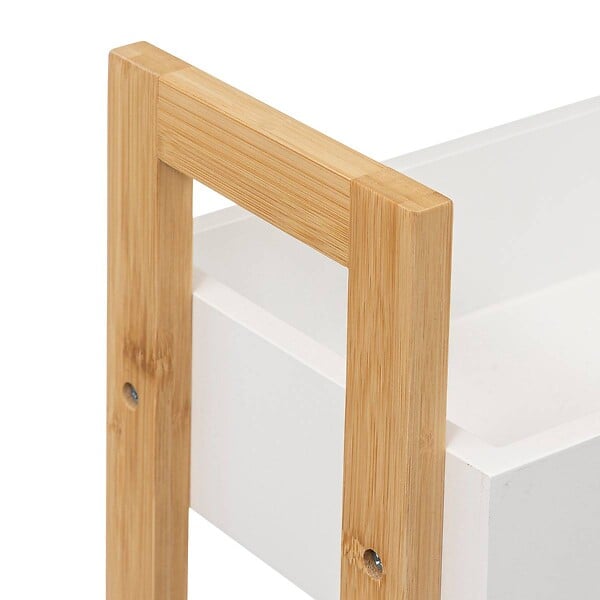 5 FIVE SIMPLY SMART - Desserte roulante 3 niveaux en Bambou et Bois Blanc H 80 cm - large