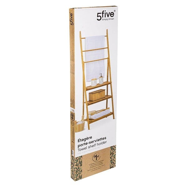 5 FIVE SIMPLY SMART - Étagère de rangement 3 niveaux avec Porte-serviette en Bambou H 152 cm - large