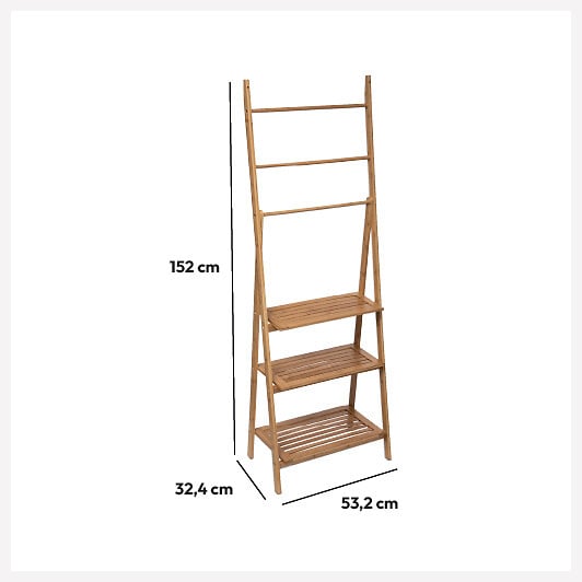 5 FIVE SIMPLY SMART - Étagère de rangement 3 niveaux avec Porte-serviette en Bambou H 152 cm - large