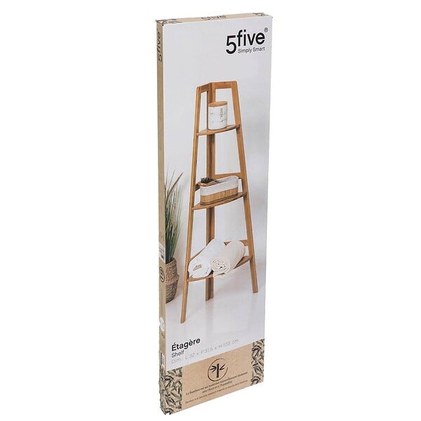 5 FIVE SIMPLY SMART - Étagère de rangement d'angle 3 niveaux en Bambou H 103 cm - large