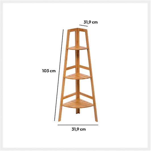5 FIVE SIMPLY SMART - Étagère de rangement d'angle 3 niveaux en Bambou H 103 cm - large