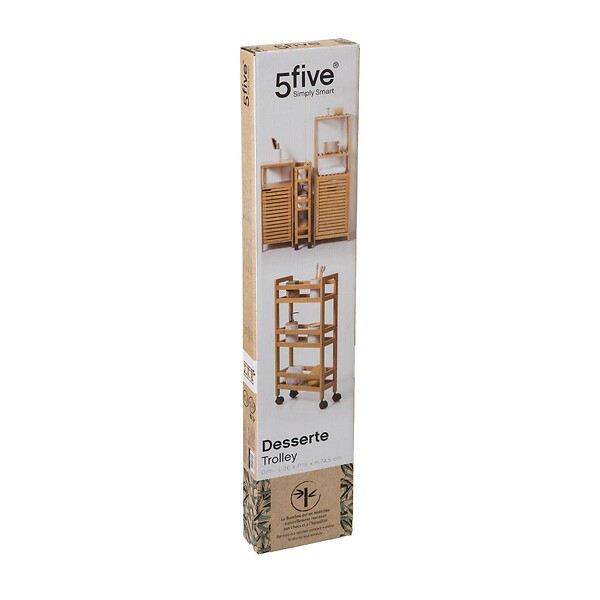 5 FIVE SIMPLY SMART - Desserte de Salle de bain sur roues 3 Niveaux en Bambou - large