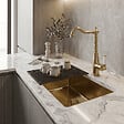 ESSEBAGNO - Luisa évier 1 grande cuve seule 76x45 en inox or brossé - vignette