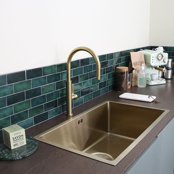 ESSEBAGNO - Luisa évier 1 grande cuve seule 76x45 en inox or brossé - large