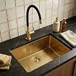 ESSEBAGNO - Luisa évier 1 grande cuve seule 76x45 en inox or brossé - vignette