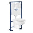 GROHE - Pack WC suspendu sans bride Bau ceramic + Bâti support Solido + abattant + plaque carré blanc alpin - vignette