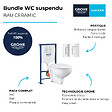 GROHE - Pack WC suspendu sans bride Bau ceramic + Bâti support Solido + abattant + plaque carré blanc alpin - vignette