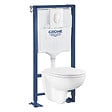 GROHE - Pack WC suspendu sans bride Bau ceramic + Bâti support Solido + abattant + plaque ovale blanc alpin - vignette