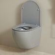 GODART - Pack WC suspendu gain de place bâti mural verre noir + cuvette sans bride gris mat corolla - vignette
