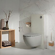 GODART - Pack WC suspendu gain de place bâti mural verre blanc + cuvette sans bride gris mat corolla - vignette