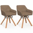 ID MARKET - Lot de 2 chaises pivotantes de salle à manger, fauteuils de table JANY en velours côtelé taupe - vignette