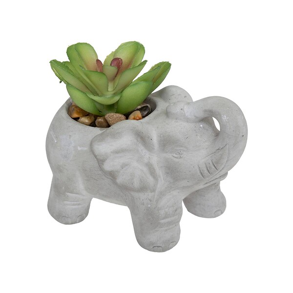 ATMOSPHERA - Plante grasse artificielle dans Pot en ciment Éléphant H 10 cm - large