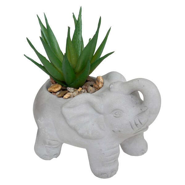 ATMOSPHERA - Plante grasse artificielle dans Pot en ciment Éléphant H 10 cm - large